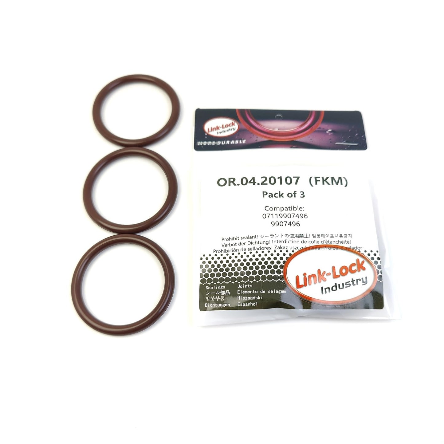 LINK-LOCK 3PCS OR.04.20107 FKM Viton Sealing O-Ring Kit of Inflatable Guide/AGR 07119907496 9907496 for BMW