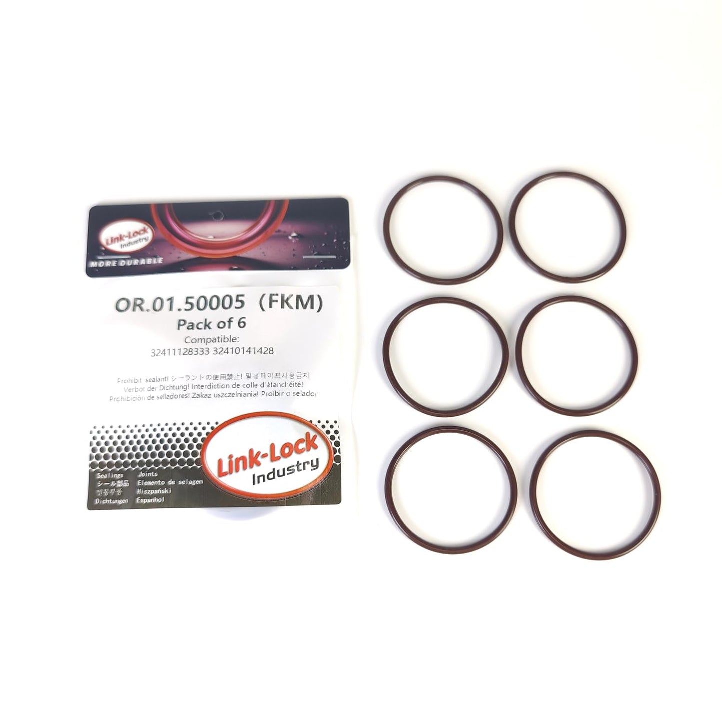 LINK-LOCK 6PCS FKM Viton OR.01.50005 Steering oil tank O-RING gasket 32411128333 32410141428 for BMW E87 E90 E60 E38 E65 E84 E81 R50 R53
