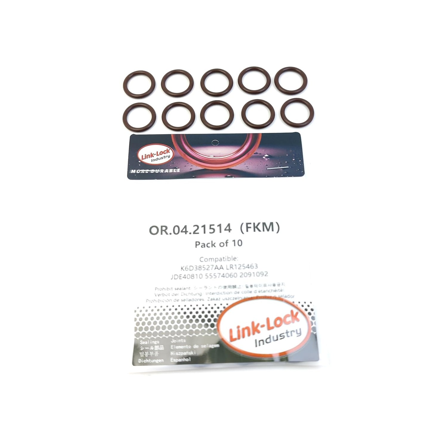 LINK-LOCK 10PCS OR.04.21514 FKM Viton Sealing O-Ring Kit of Turbocharger oil return pipe K6D38527AA LR125463 JDE40810 55574060 2091092 for LAND ROVER