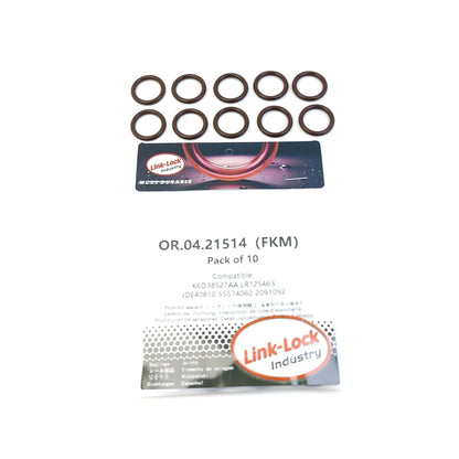 LINK-LOCK 10PCS OR.04.21514 FKM Viton Sealing O-Ring Kit of Turbocharger oil return pipe K6D38527AA LR125463 JDE40810 55574060 2091092 for LAND ROVER