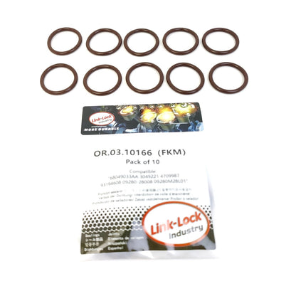 LINK-LOCK 10PCS OR.03.10166 FKM Viton Sealing O-Ring Kit of Coolant pipeline 68049033AA 3049221 4709987 93194608 09280-28008 09280M28L01 For NISSAN-K10B For OPEL-K10B K12B For SUZUKI-K10B K12B