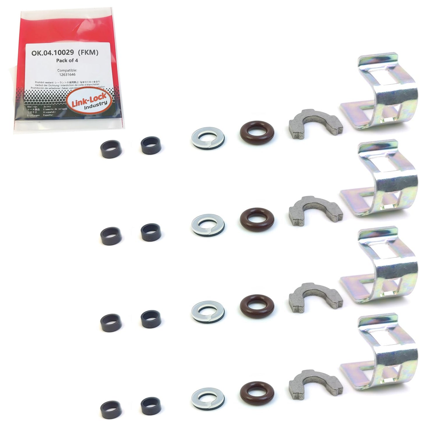LINK-LOCK 4Set OK.04.10029 fuel injector repair kit 12631646 with FKM Viton O-RING For BUICK For CHEVROLET For CADILLAC 2.8L 3.6L LSY LFX LLT