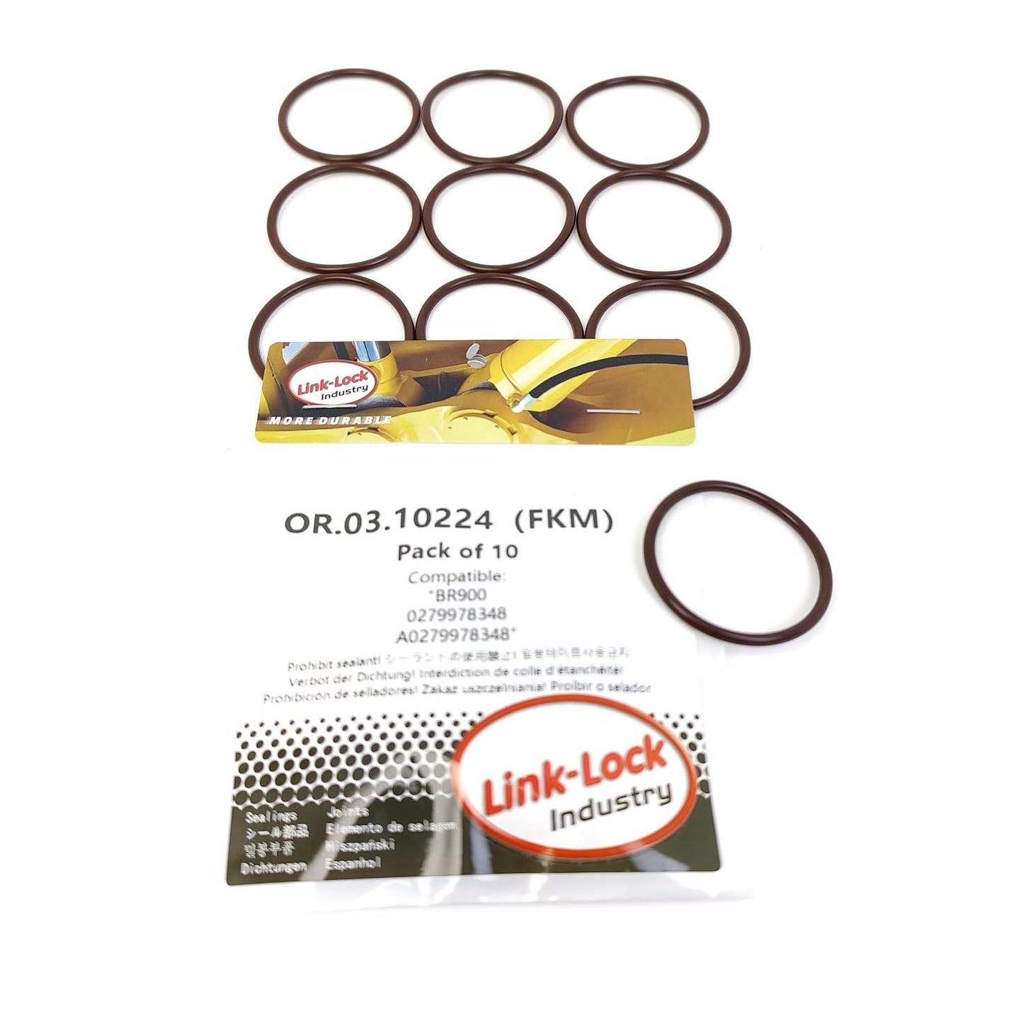 LINK-LOCK 10PCS OR.03.10224 FKM Viton Sealing O-Ring Kit of Fuel injection pump 01319624 BR900 0279978348 A0279978348 For MERCEDES-BENZ-OM906 OM907 OM909 OM904
