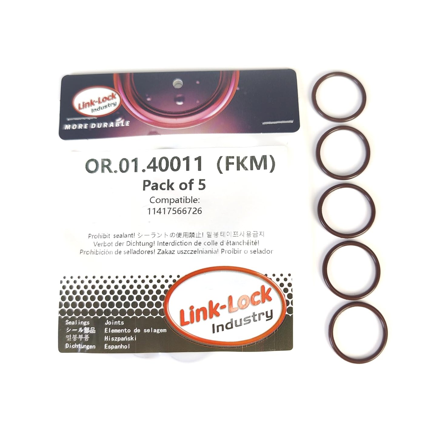 LINK-LOCK 5PCS FKM Viton OR.01.40011 Engine hydraulic valve O-RING gasket 11417566726 for BMW N43 N52 N20 N55 N51