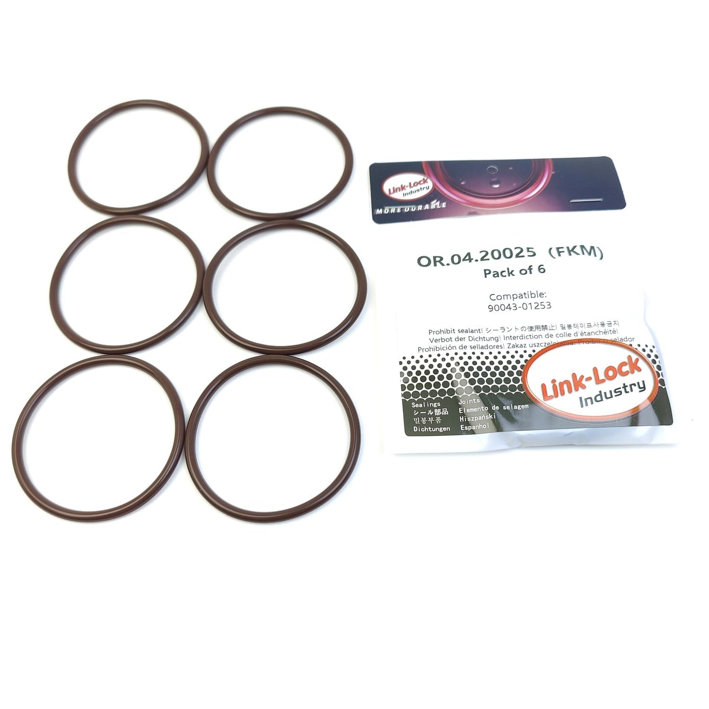 LINK-LOCK 6PCS OR.04.20025 FKM Viton Sealing O-Ring Kit of Water Pump 90043-01253 for DAIHATSU for TOYOTA