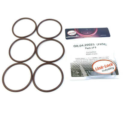 LINK-LOCK 6PCS OR.04.20025 FKM Viton Sealing O-Ring Kit of Water Pump 90043-01253 for DAIHATSU for TOYOTA