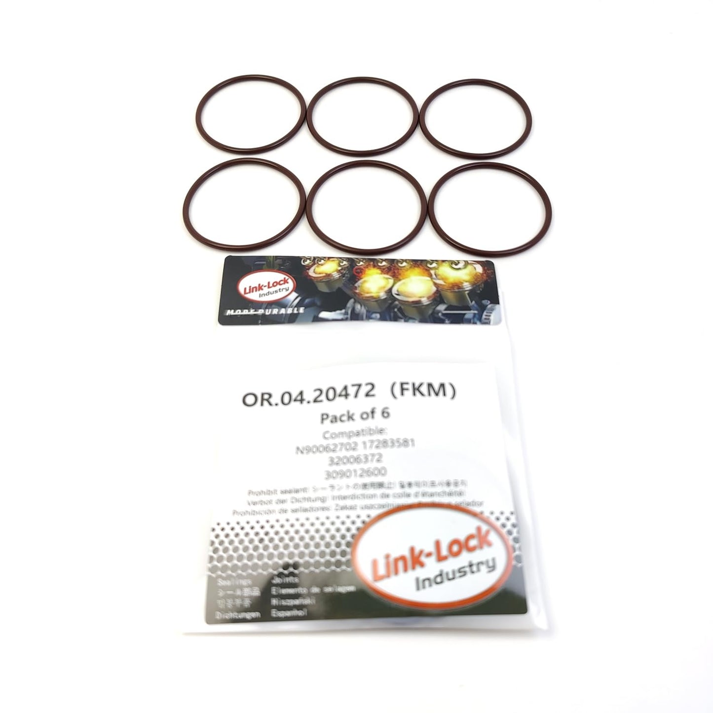 LINK-LOCK 6個 OR.04.20472 FKMバイトンシーリングOリングキット 排出ガス再循環バルブN90062702 17283581 32006372 309012600 AUDI、VOLVO、CUMMINS用