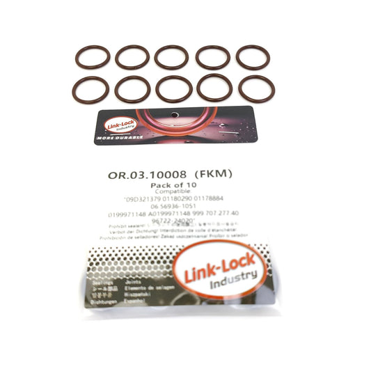 LINK-LOCK 10PCS OR.03.10008 FKMバイトン製燃料インジェクターOリングキット 09D321379 01180290 01178884 06.56936-1051 0199971148 A0199971148 999.707.277.40 96722-24020 メルセデス・ベンツ ポルシェ用