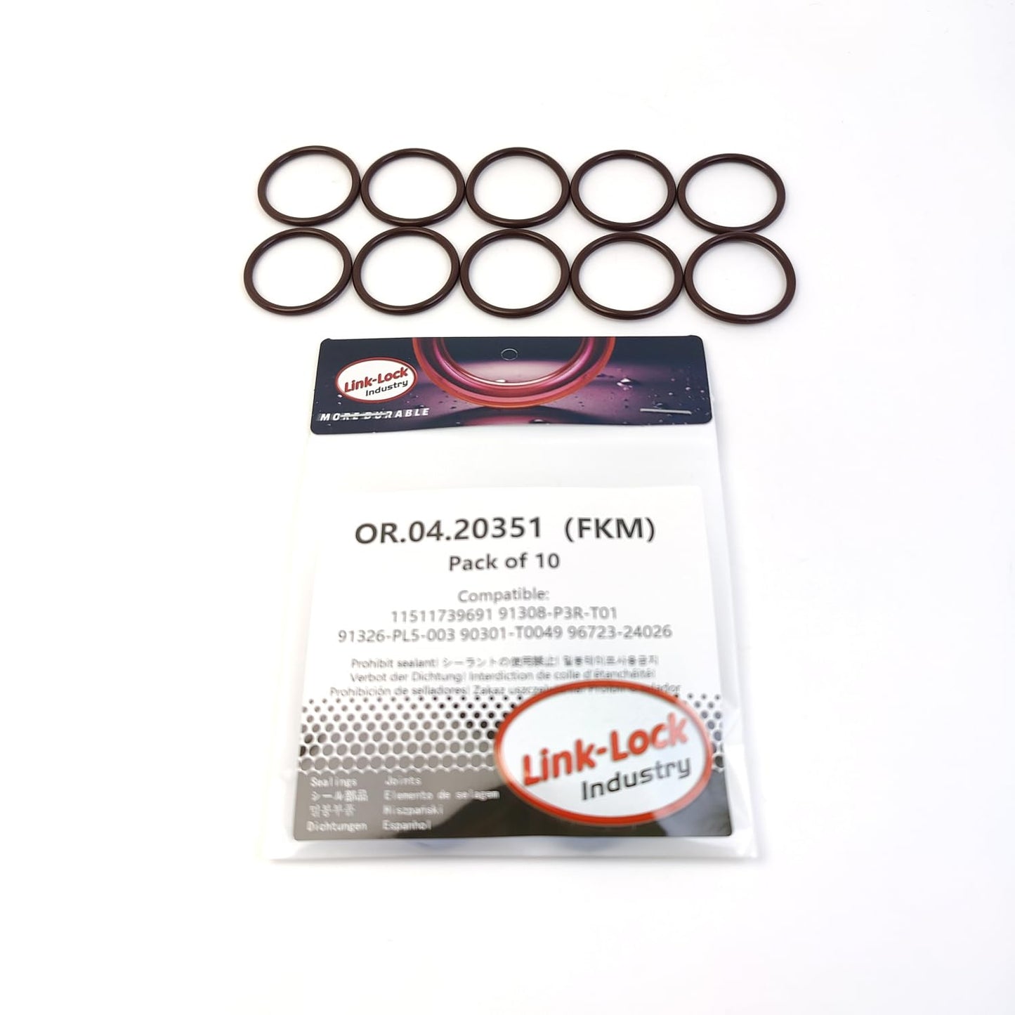 LINK-LOCK 10PCS OR.04.20351 FKM Viton Sealing O-Ring Kit of Camshaft Adjustment 11511739691 91308-P3R-T01 91326-PL5-003 90301-T0049 96723-24026 for HONDA for BMW for TOYOTA