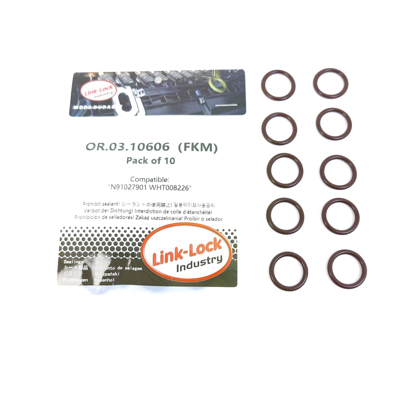 LINK-LOCK 10PCS OR.03.10606 FKM Viton Sealing O-Ring Kit of Injector N91027901 WHT008226 For AUDI For VW