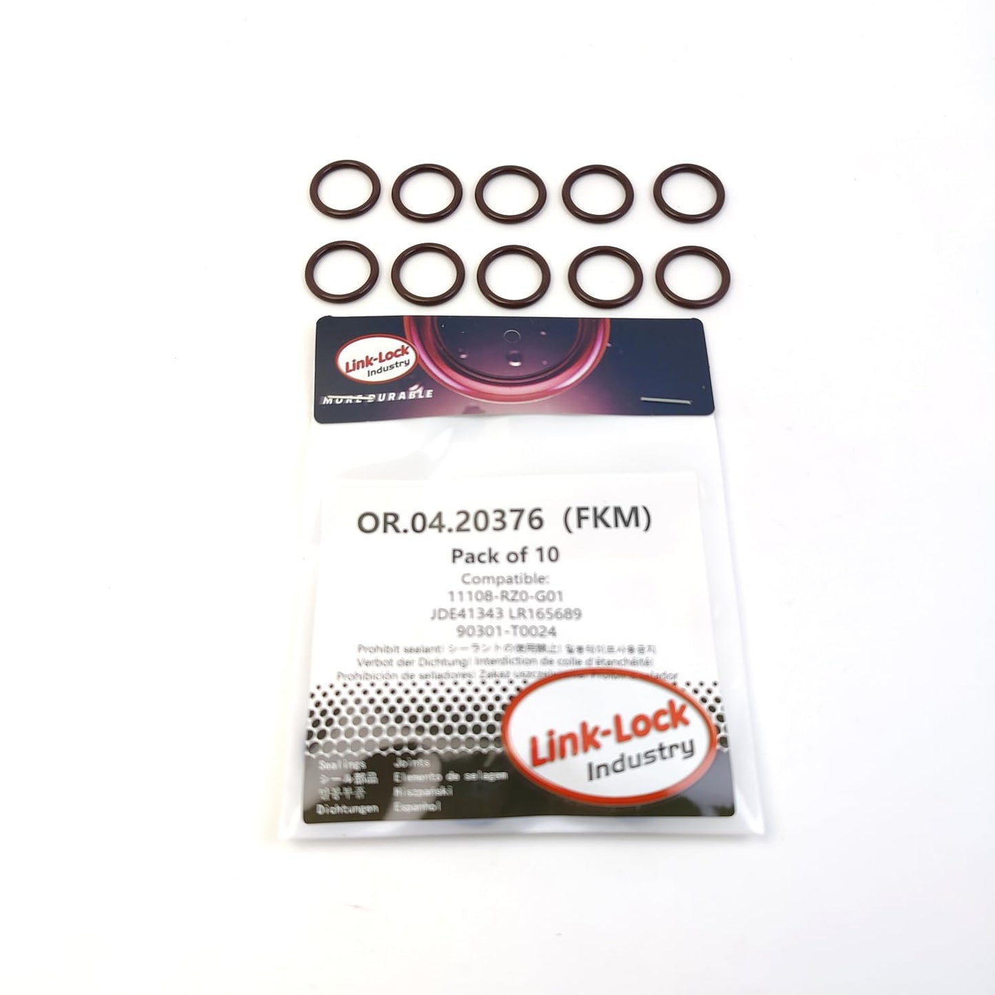 LINK-LOCK 10個 OR.04.20376 FKMバイトンシーリングOリングキット ウォーターコネクタ/チャージャー用 HONDA用 JAGUAR用 LAND用 ROVER用 TOYOTA用 11108-RZ0-G01 JDE41343 LR165689 90301-T0024