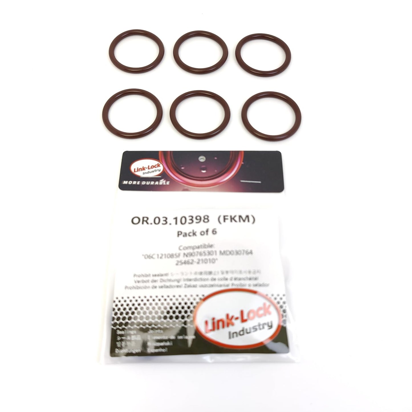 LINK-LOCK 6個組 OR.03.10398 FKMバイトン サーモスタット用Oリングキット 06C121085F N90765301 MD030764 25462-21010 AUDI-CXMA DAJB CWZA用 VW-CXGA CFCA用 MITSUBISHI用