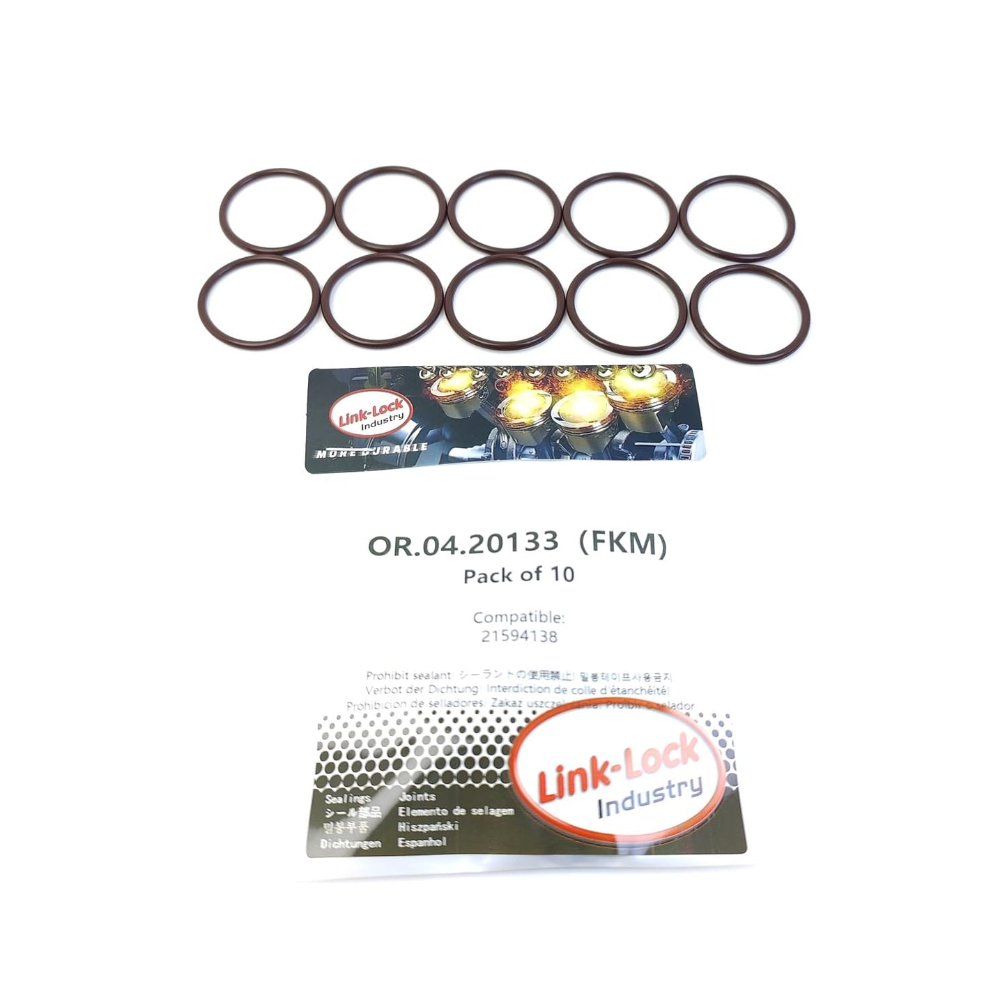 LINK-LOCK 10PCS OR.04.20133 FKM Viton Sealing O-Ring Kit of Engines Lubricating System 21594138 for VOLVO for PENTA
