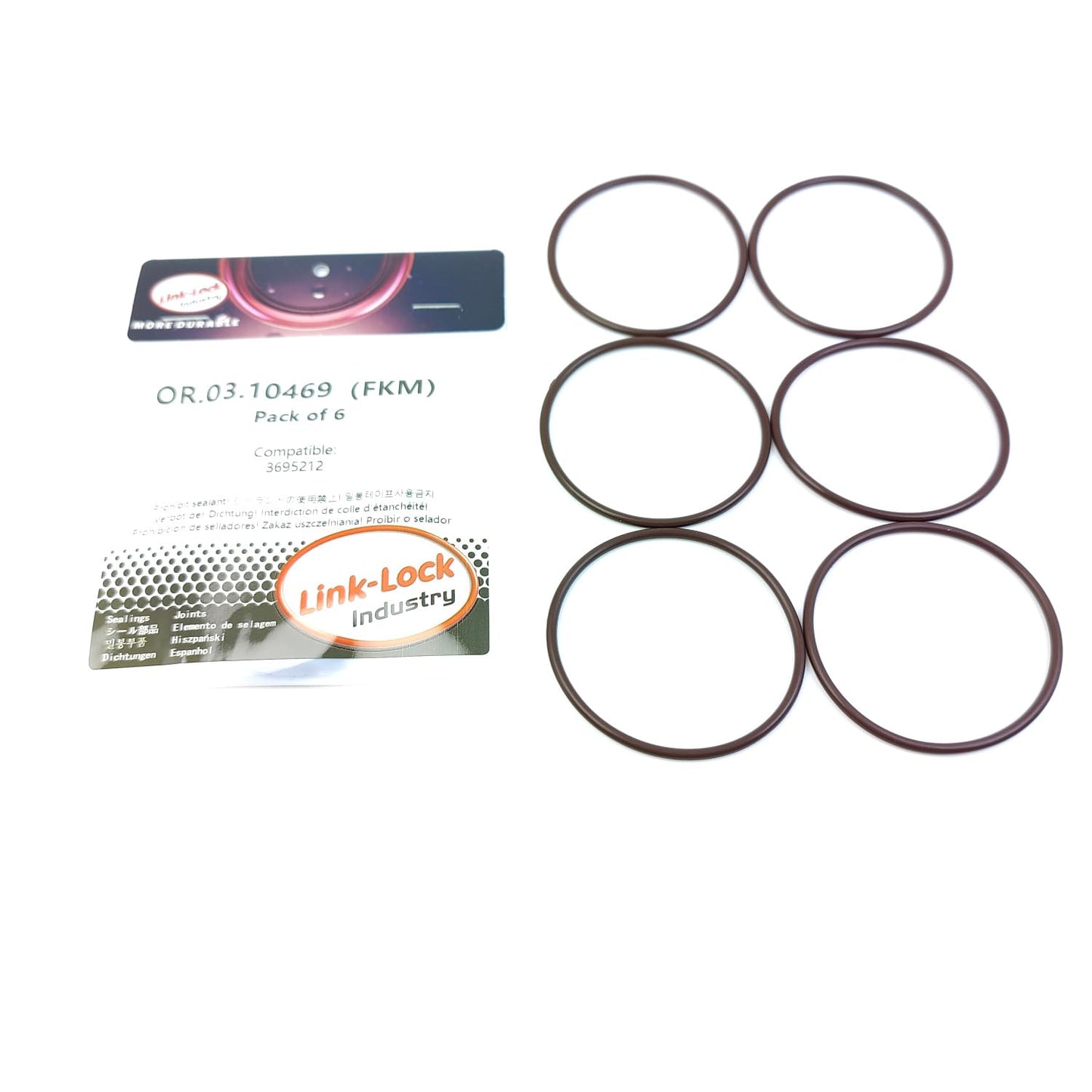 LINK-LOCK 6個 OR.03.10469 FKM バイトン 52×2.5 シール ユニバーサルOリングキット 3695212 CUMMINS用