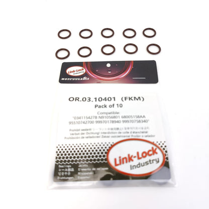 LINK-LOCK 10PCS OR.03.10401 FKM Viton Sealing O-Ring Kit of Fuel injector/turbocharger 034115427B N91056801 68005158AA 95510742700 99970178940 99970758340 For PORSCHE For AUDI-DAJB DJHB For VW