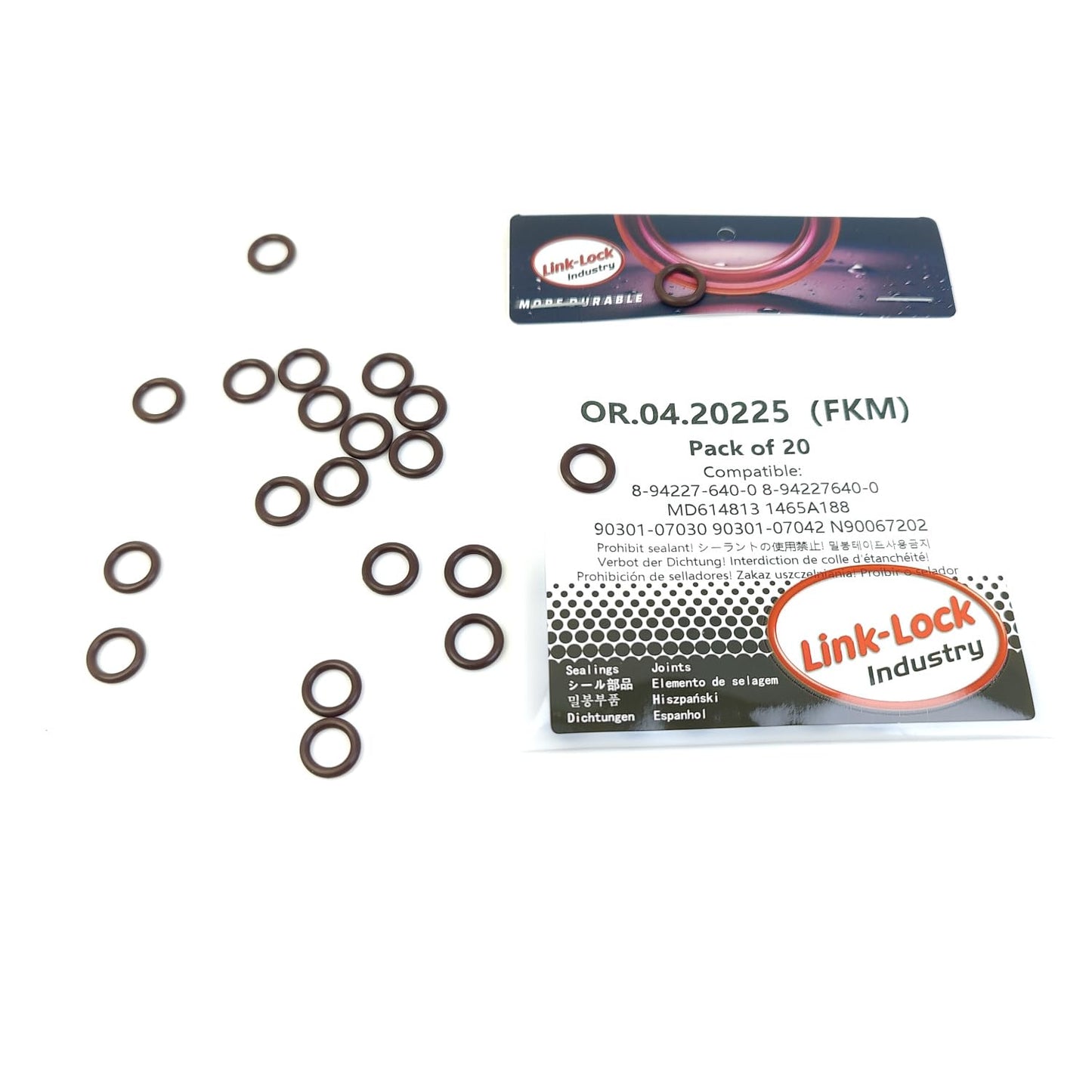 LINK-LOCK 20PCS OR.04.20225 FKM Viton シールOリングキット インジェクター用 8-94227-640-0 8-94227640-0 MD614813 1465A188 90301-07030 90301-07042 N90067202 AUDI、ISUZU、MITSUBISHI、TOYOTA、VW用