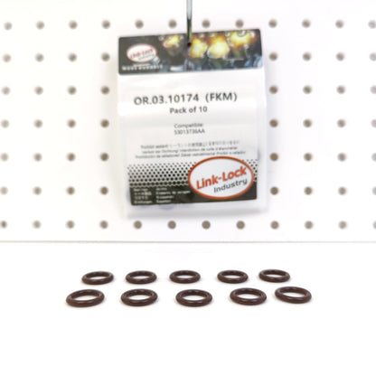 LINK-LOCK 10PCS OR.03.10174 FKMバイトンシーリングOリングキット クーラントパイプ用 53013736AA JEEP-EZB EZH ESD ESG用 CHRYSLER-EZH EZB EZD用 DODGE- EZC EZH ESG用
