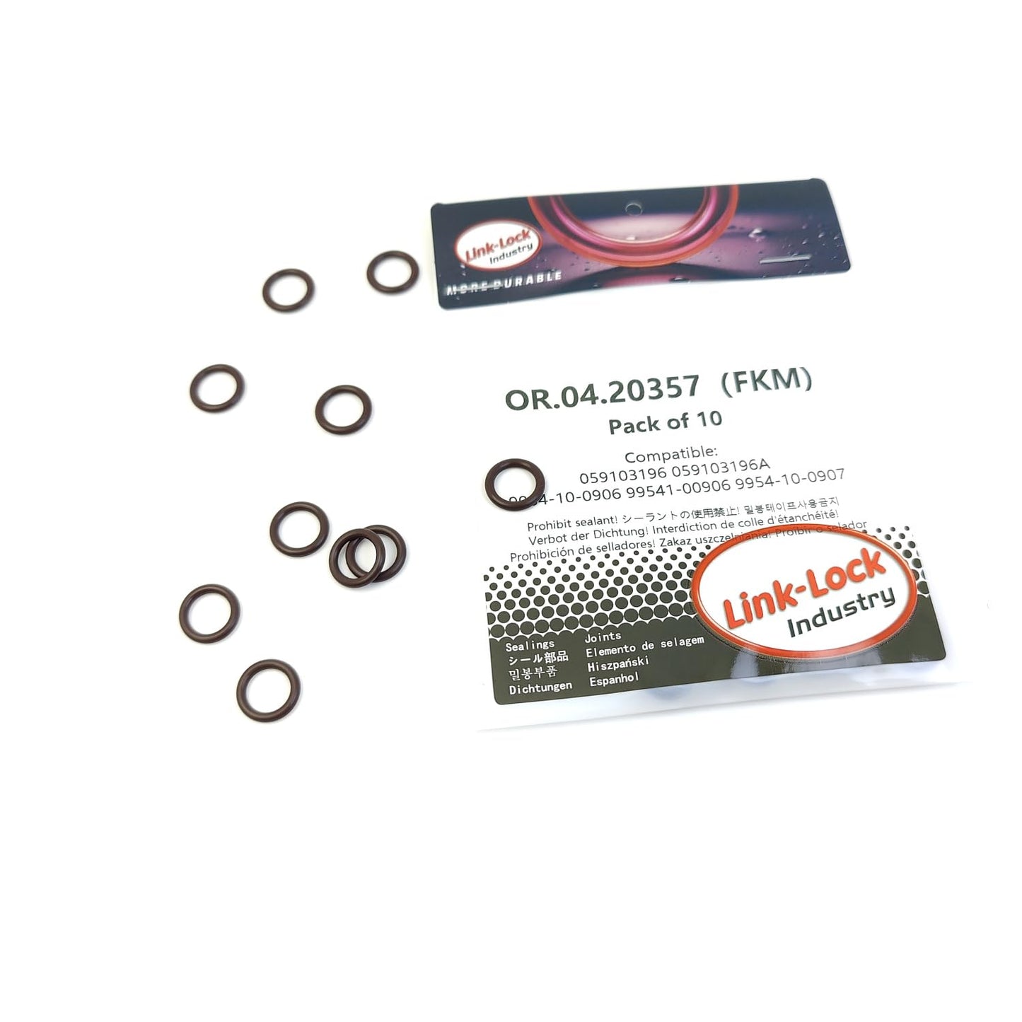 LINK-LOCK 10PCS OR.04.20357 FKM Viton オイルディップスティックOリングキット 059103196 059103196A 9954-10-0906 99541-00906 9954-10-0907 AUDI MAZDA用