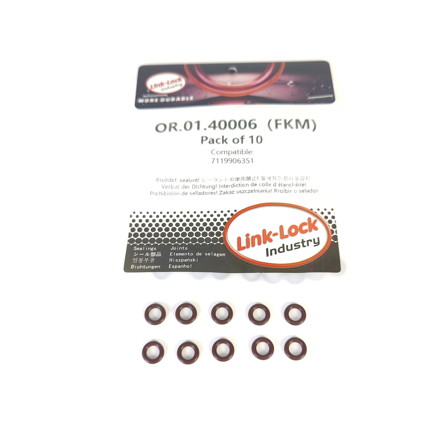 LINK-LOCK 10PCS FKM Viton OR.01.40006 Engine Coolant pipe connector O-RING gasket 7119906351 for BMW N13