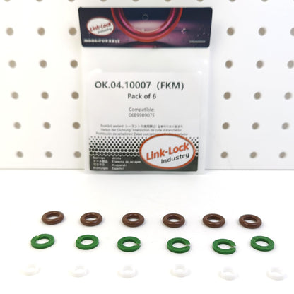 LINK-LOCK 6Set OK.04.10007 fuel injector repair kit 06E998907E with FKM Viton O-RING For VW For AUDI V6 3.0T 4.0T CHMB CMDA CLXB