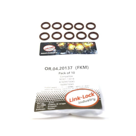 LINK-LOCK 10PCS OR.04.20137 FKMバイトンシーリングOリングキット エンジン潤滑ウォーターホース 90301-13018 A1609970045 1609970045 LEXUS SMART用