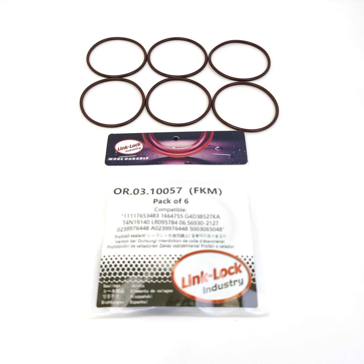 LINK-LOCK 6PCS OR.03.10057 FKM Viton Sealing O-Ring Kit Of Oil filter 11117653483 1664755 G4D38527KA T4N19140 LR095784 06.56930-2127 0239976448 A0239976448 5003065048 For MERCEDES-BENZ-942 OM457 OM460