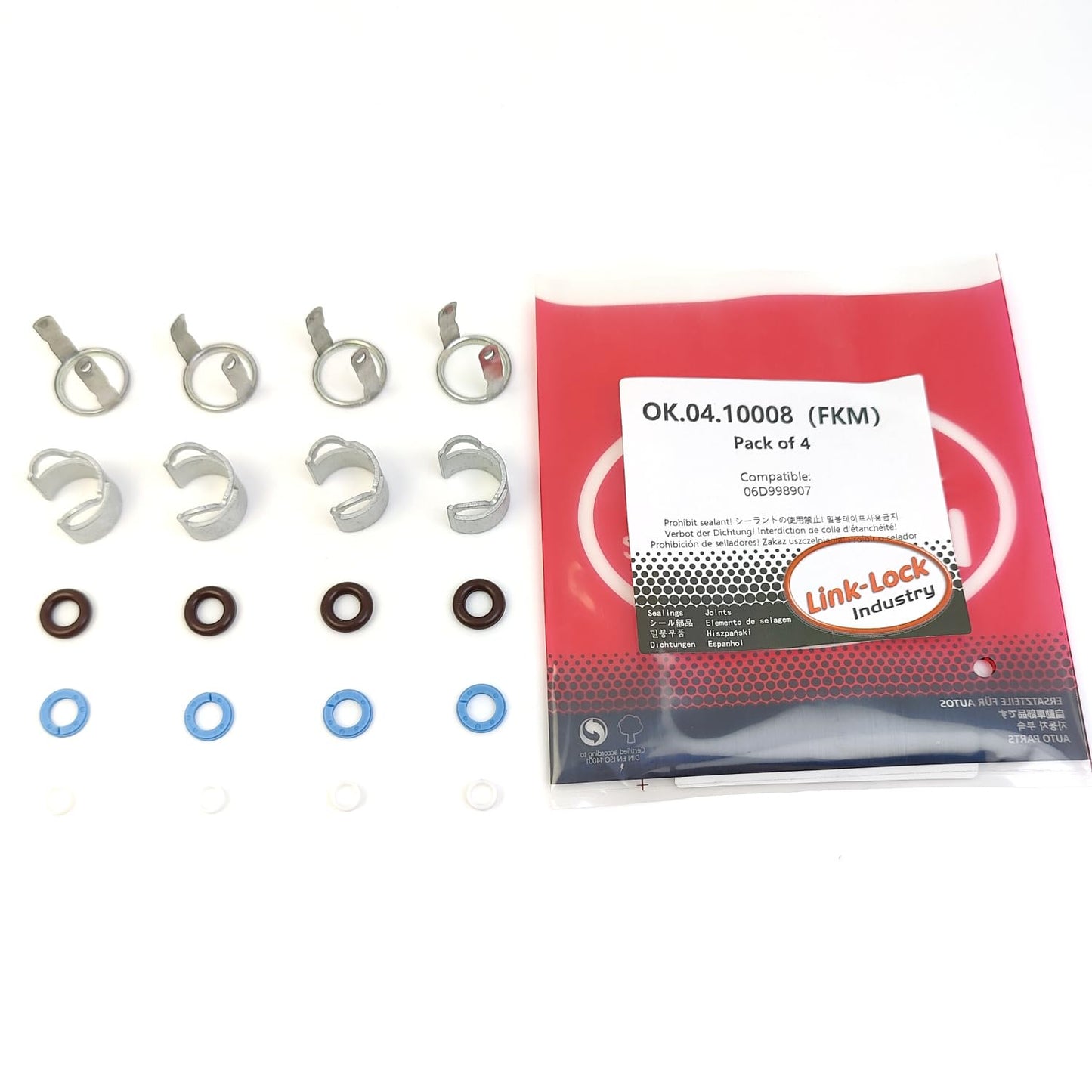 LINK-LOCK 4Set OK.04.10008 fuel injector repair kit 06D998907 with FKM Viton O-RING For VW For AUDI 2.0T BWA CDLB CDLC