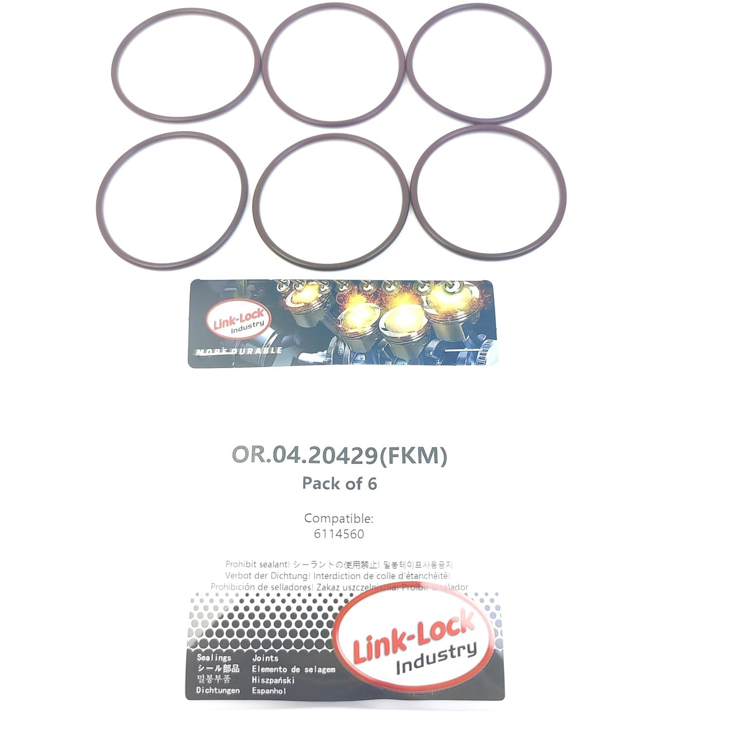 LINK-LOCK 6PCS OR.04.20429 FKM Viton Sealing O-Ring Kit of Thermostat 6114560 for FORD