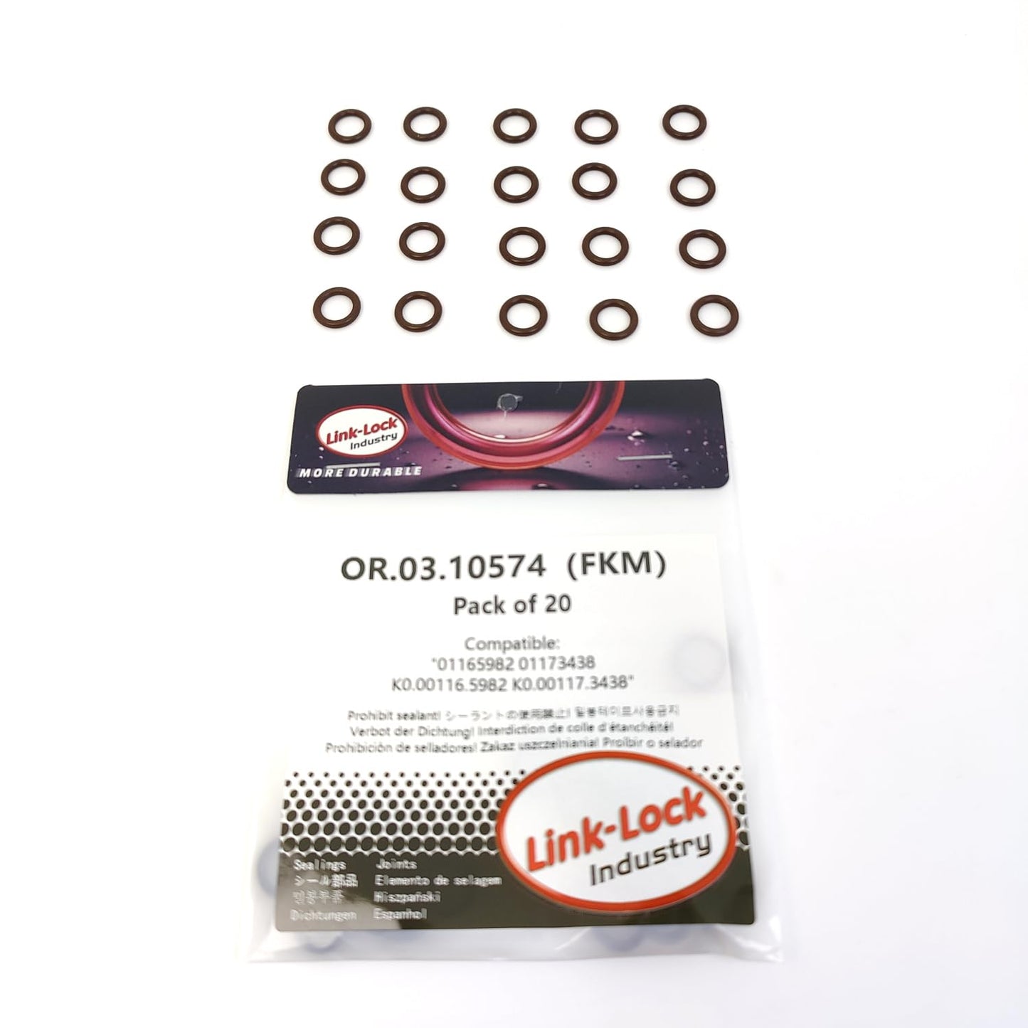 LINK-LOCK 20PCS OR.03.10574 FKM Viton 8×2 Sealing Universal O-Ring Kit 01165982 01173438 K0.00116.5982 K0.00117.3438 For DEUTZ For MAN