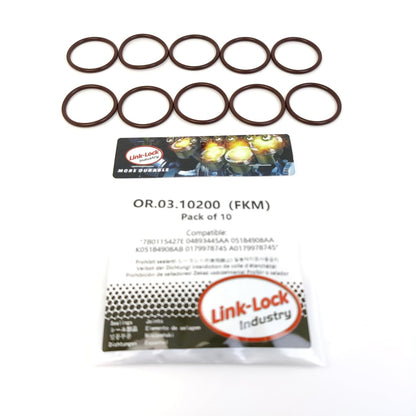 LINK-LOCK 10PCS OR.03.10200 FKM Viton Sealing O-Ring Kit of Common rail fuel injectors 7B0115427E 04893445AA 05184908AA K05184908AB 0179978745 A0179978745 For MERCEDES-BENZ-OM472 OM473 For AUDI