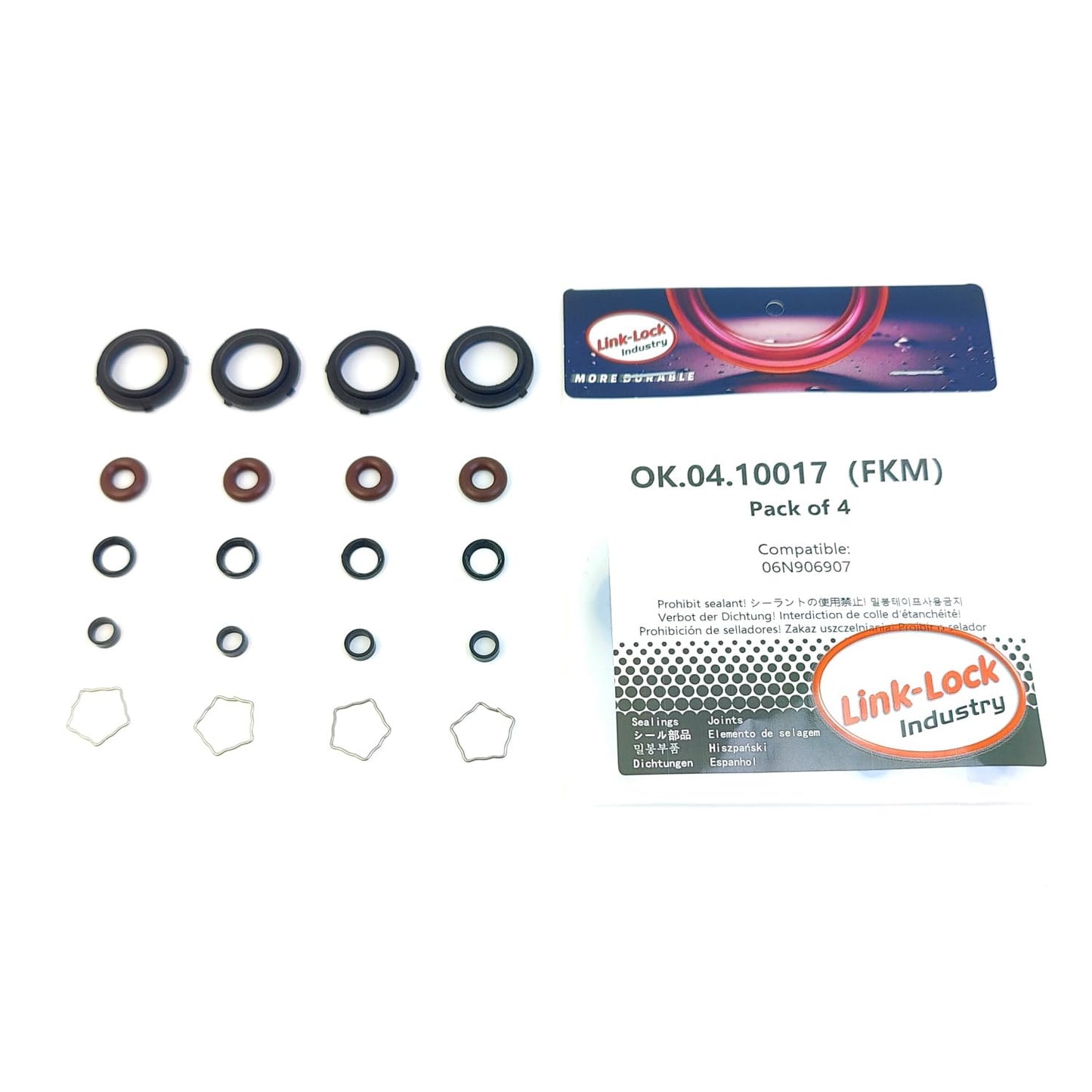 LINK-LOCK 4Set OK.04.10017 fuel injector repair kit 06N906907 with FKM Viton O-RING For VW For AUDI 330T 40T DTHA