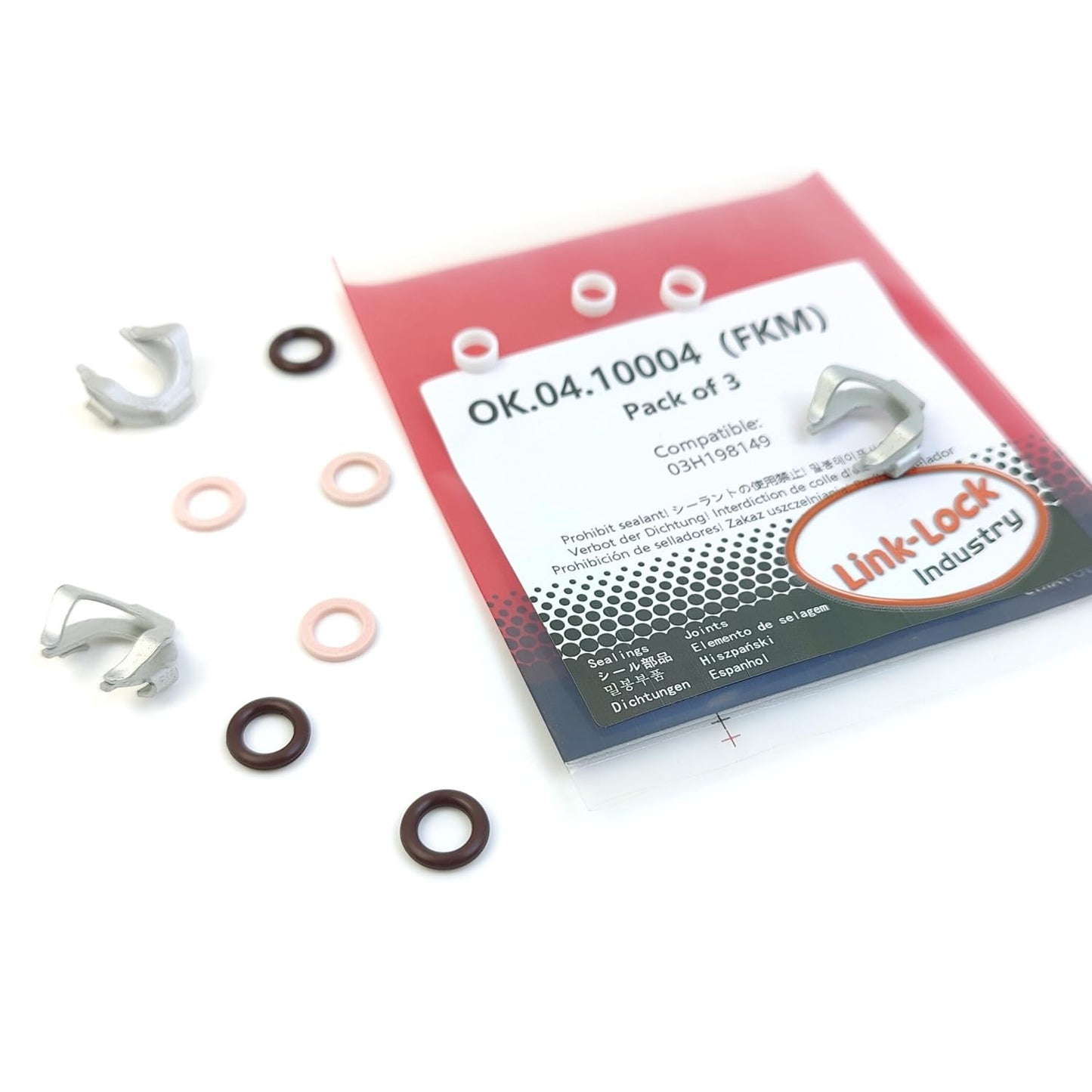 LINK-LOCK 3Set OK.04.10004 fuel injector repair kit 03H198149 with FKM Viton O-RING For VW For AUDI V6 3.6L 3.2L BWS BHK 2/4/6 cylinder