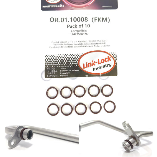 LINK-LOCK 10PCS FKM Viton OR.01.10008 Turbocharging Pipeline O-Ring 11427590576 for BMW N55 B58