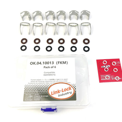 LINK-LOCK 6Set OK.04.10013 fuel injector repair kit 06E998907G with FKM Viton O-RING For VW For AUDI 3.2F 2.8F CALA BAR