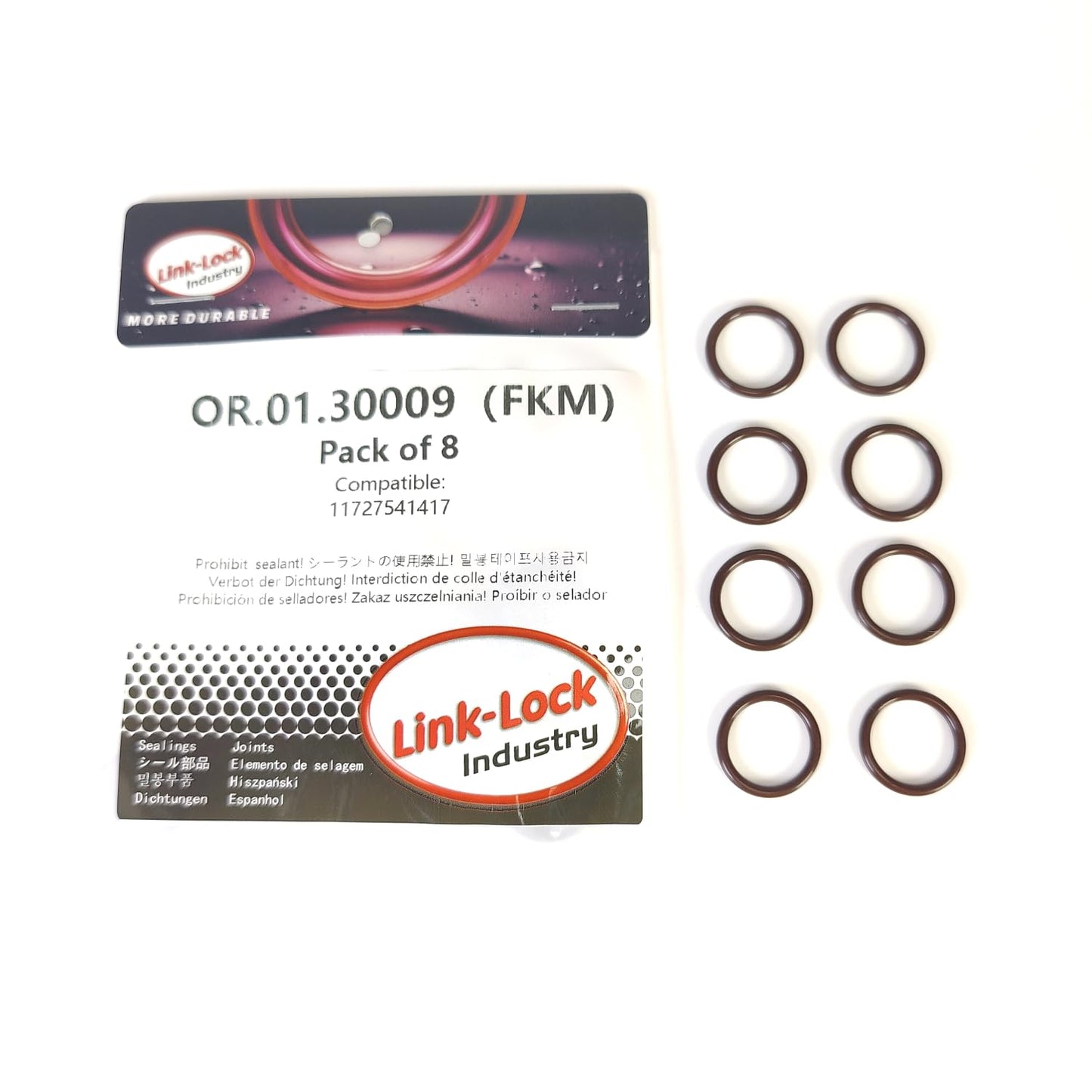 LINK-LOCK 8PCS FKM Viton OR.01.30009 Engine intake pipe O-RING 11727541417 for BMW N62