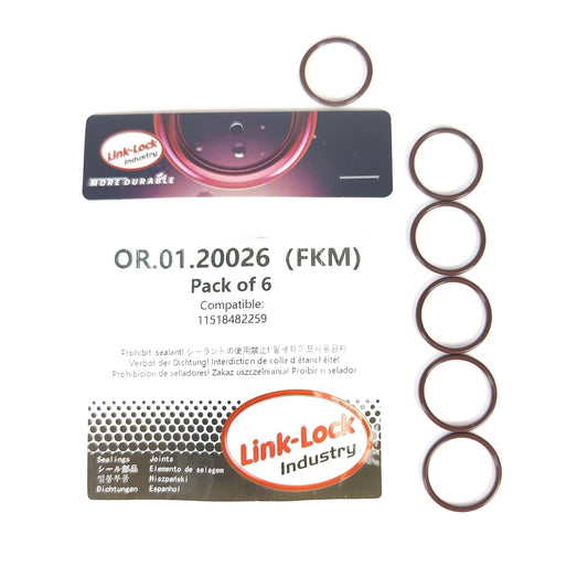 LINK-LOCK 6個 FKMバイトンOリング 11518482259 エンジンクーラントパイプ/ウォーターホースOリング BMW B46 B48 B58用