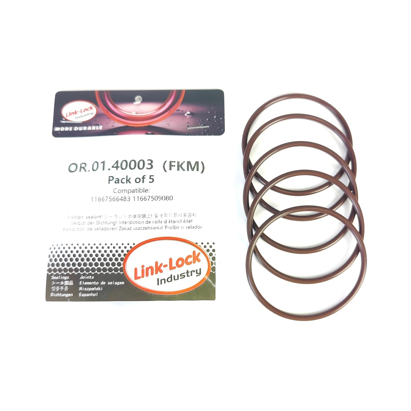 LINK-LOCK 5個 FKM Viton OR.01.40003 エンジンバキュームポンプOリングガスケット 11667566483 11667509080 BMW N13 N62 N46 メルセデス M272用