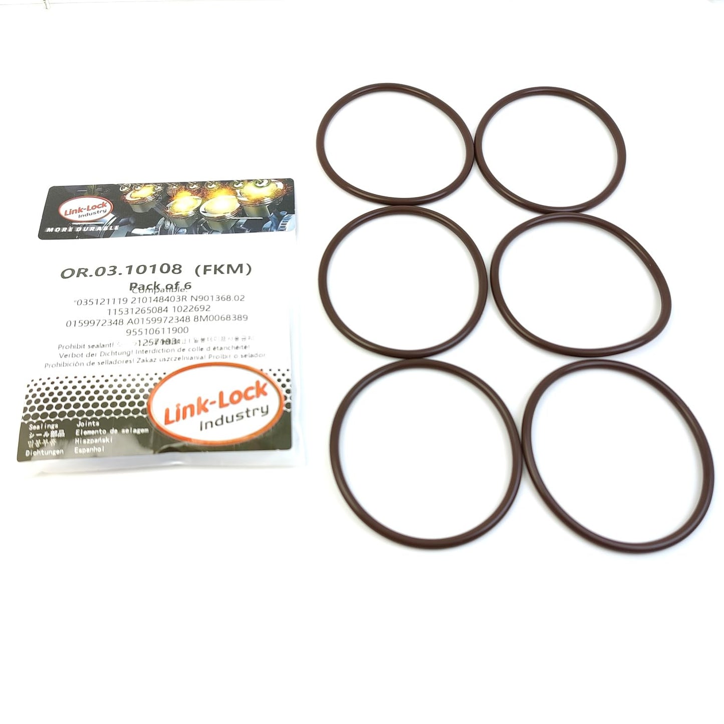 LINK-LOCK 6PCS OR.03.10108 FKMバイトンシーリングOリングキット サーモスタット用 0159972348 A0159972348 11531265084 035121119 (AUDI用、BMW-M20用、FORD-AAA AMY用、VOLVO-D5252T用、MERCEDES-BENZ用)