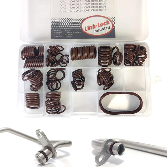 LINK-LOCK 148PCS FKM Viton OK.01.10001 Turbocharging Pipeline O-Ring Kit 11537634204 11538853284 11611406747 07119907330 13541307380 for BMW N13 B38 B48 B47 B46 N74 S58 N20/N26/S62/S55/S38/S63