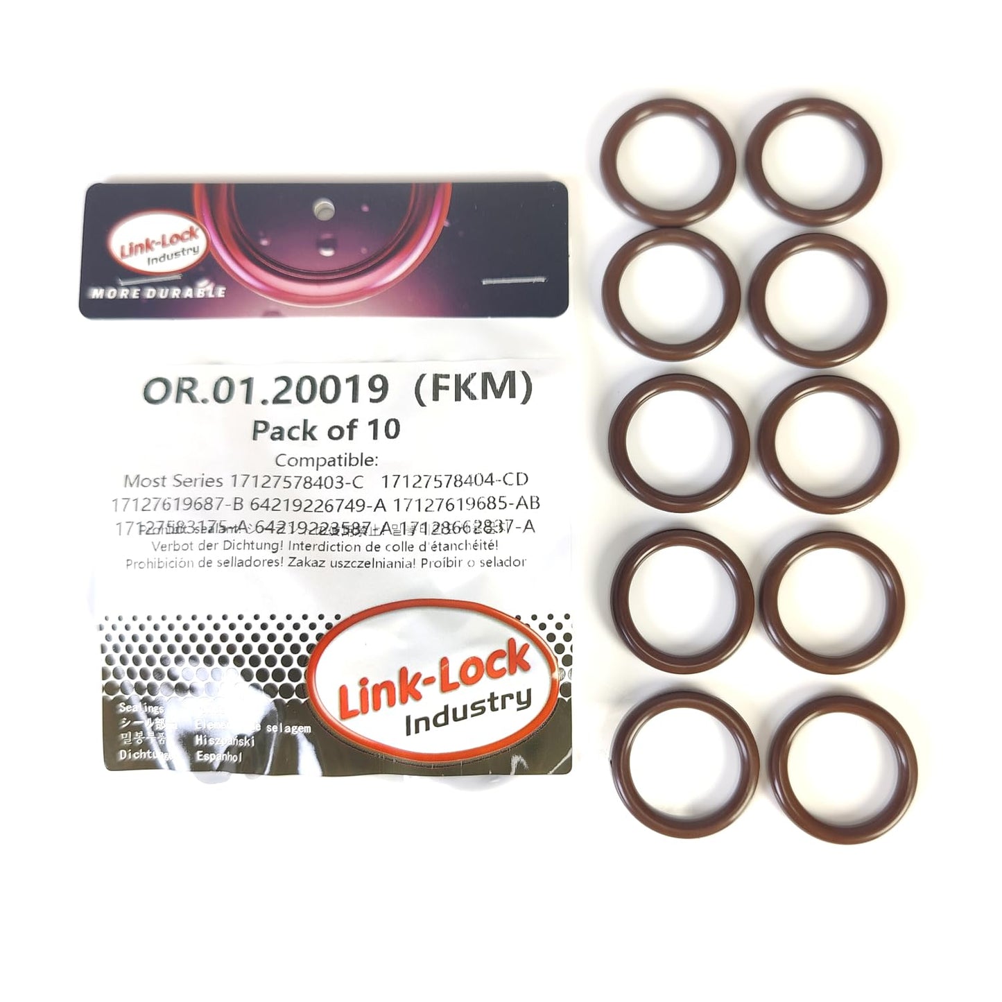 LINK-LOCK 10PCS FKM Viton OR.01.20019 Engine coolant pipe / Water hose O-Ring BMW MOST 17127578403-C  17127578404-CD 17127619687   for BMW MOST