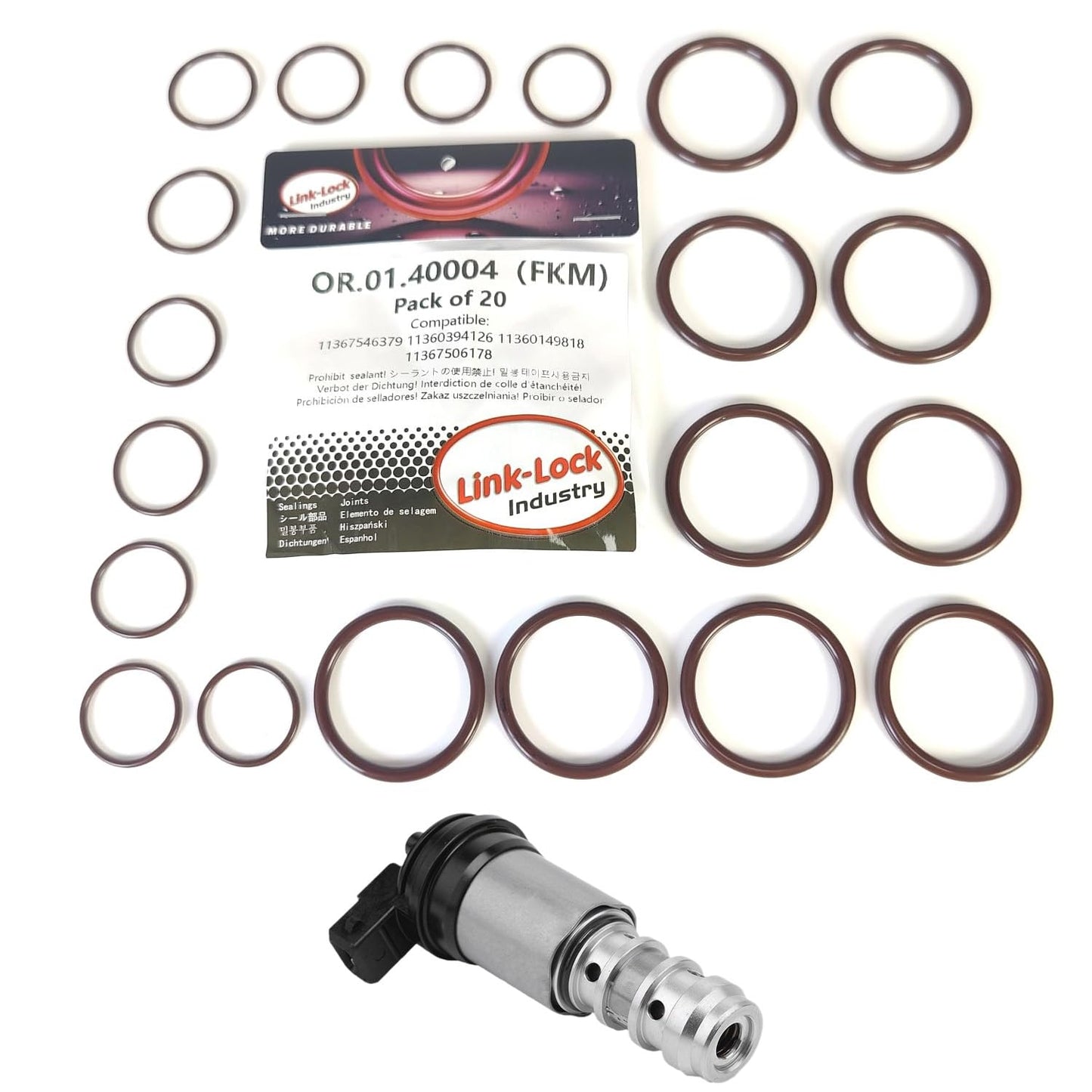 LINK-LOCK 20PCS FKM ビトン OR.01.40004 エンジン VVTソレノイドバルブ Oリング ガスケット 11367546379 11360394126 11360149818 11367506178 BMW N45 N46 N62 N73用