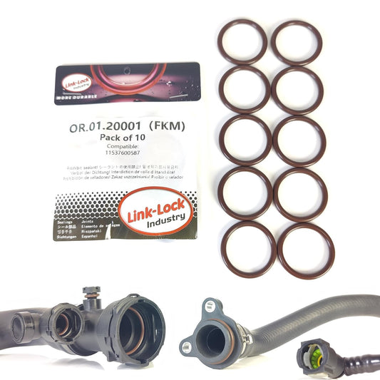 LINK-LOCK 10PCS FKM Viton OR.01.20001 Engine coolant pipe / Water hose O-Ring 11537600587 for BMW N13