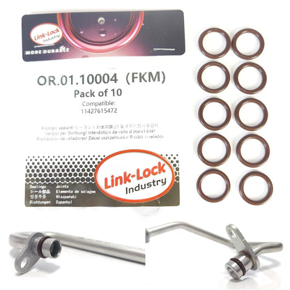 LINK-LOCK 10PCS FKMバイトンOR.01.10004 BMW N20 N26 B57用ターボチャージャーパイプラインOリング11427615472