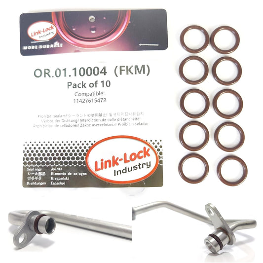 LINK-LOCK 10PCS FKMバイトンOR.01.10004 BMW N20 N26 B57用ターボチャージャーパイプラインOリング11427615472