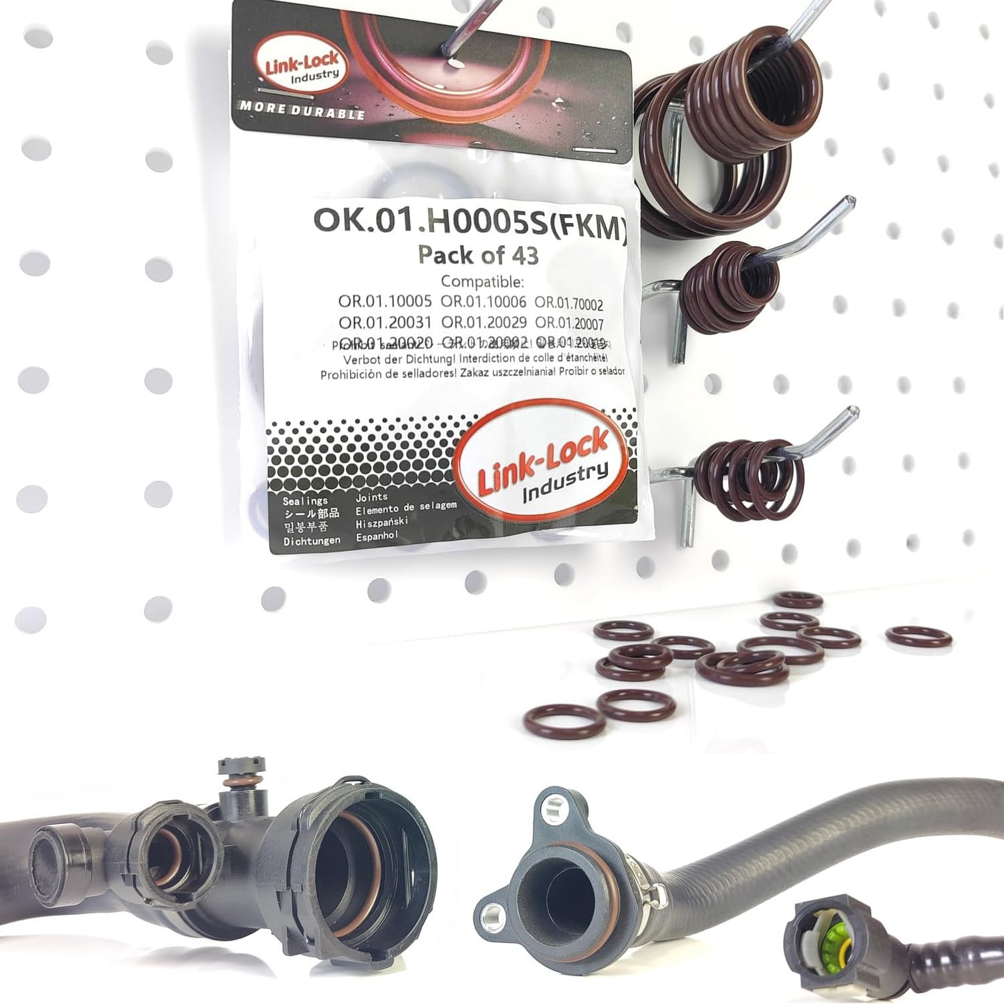 LINK-LOCK 43個 FKMバイトン OK.01.H0005S エンジン冷却水パイプ/ウォーターホースOリングキット 11427558936 11427563453 17211742636 BMW N54 E90 E91 E92 E93 335I用