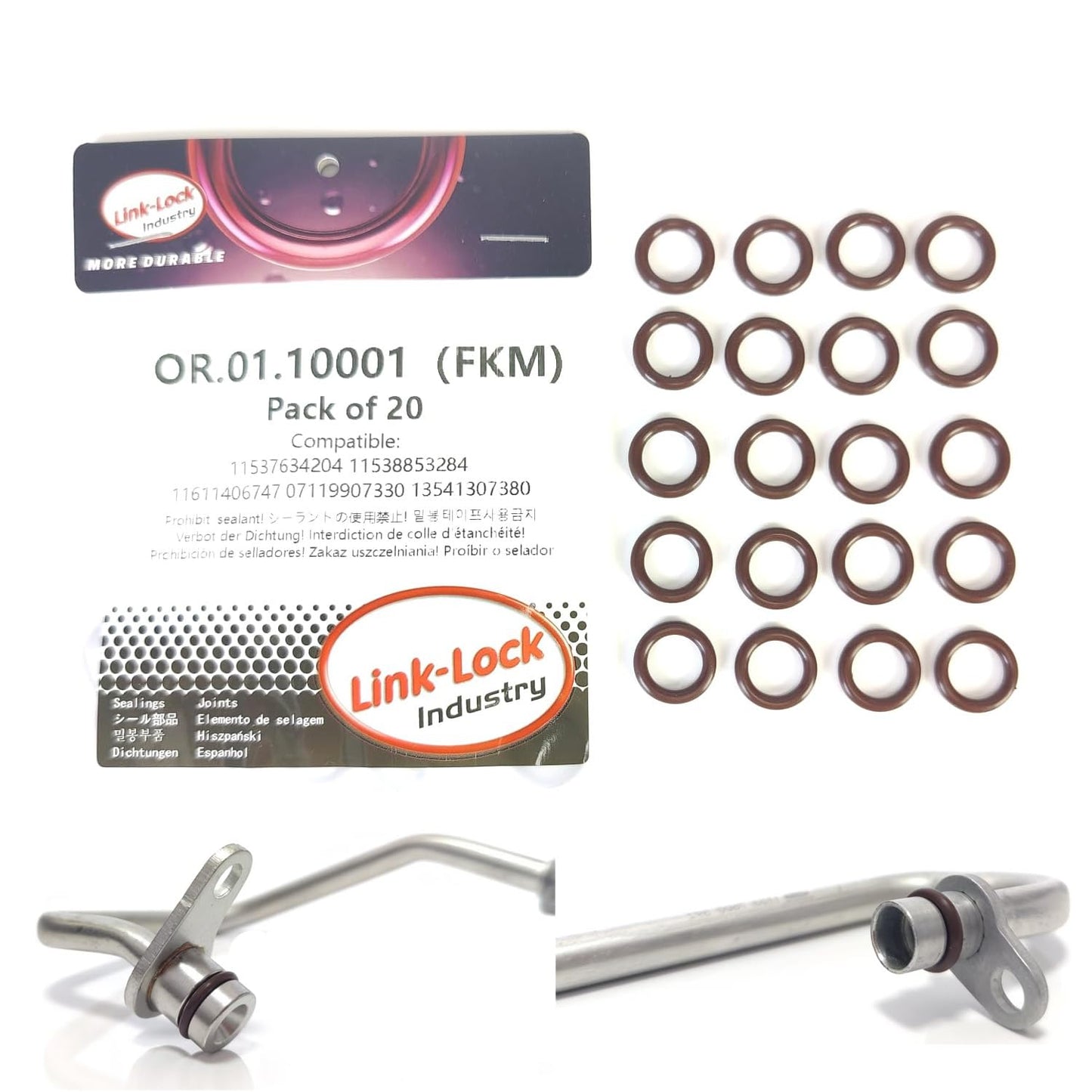 LINK-LOCK 20PCS FKM Viton OR.01.10001 Turbocharging pipeline O-RING 11537634204 11538853284 11611406747 07119907330 13541307380 For BMW N20/N26/S62/S55/S38/S63