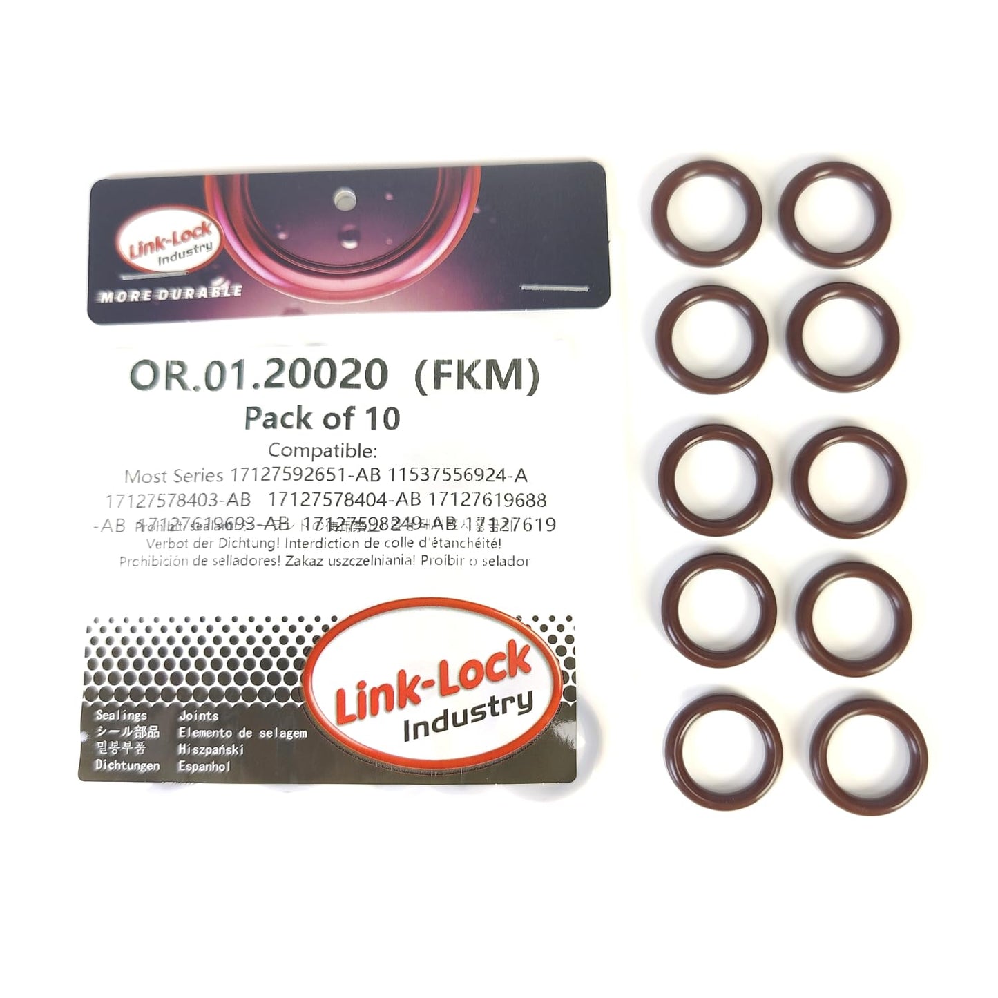 LINK-LOCK 10PCS FKM Viton OR.01.20020 Engine coolant pipe / Water hose O-Ring For BMW MOST 17127592651-AB 11537556924-A 17127578403-AB   17127578404-AB for BMW MOST