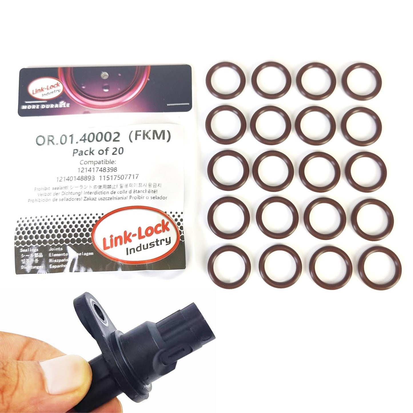 LINK-LOCK 20PCS FKM Viton OR.01.40002 Engine Camshaft sensor O-RING gasket  12141748398 12140148893  11517507717" for BMW B38 B48 N43 N45 N46 N52 N20 N26 N55 N51 N53 N54 S63 S55 N62 N73 M62 M73 N63