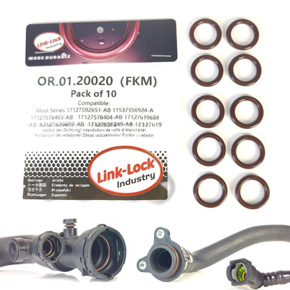 LINK-LOCK 10PCS FKM Viton OR.01.20020 Engine coolant pipe / Water hose O-Ring For BMW MOST 17127592651-AB 11537556924-A 17127578403-AB   17127578404-AB for BMW MOST