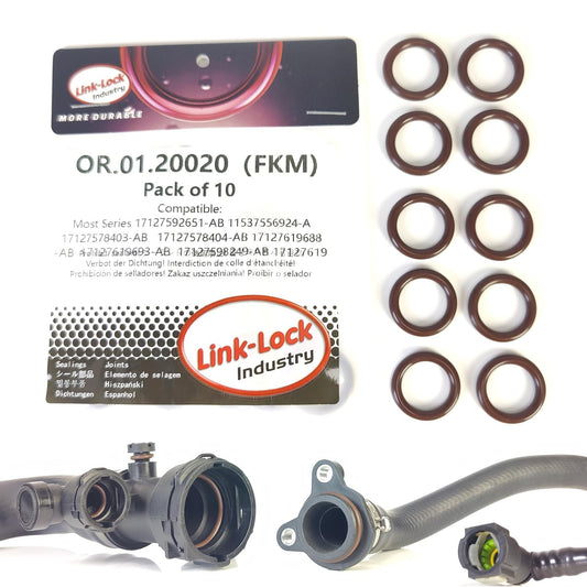 LINK-LOCK 10PCS FKM Viton OR.01.20020 Engine coolant pipe / Water hose O-Ring For BMW MOST 17127592651-AB 11537556924-A 17127578403-AB   17127578404-AB for BMW MOST